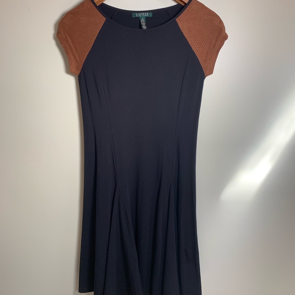 Black Dress with Suede Sleeves